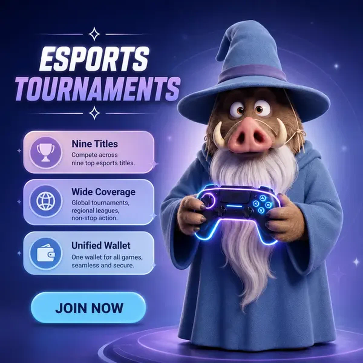 Court Sage examining glowing gaming controller at Kingia esports betting arena