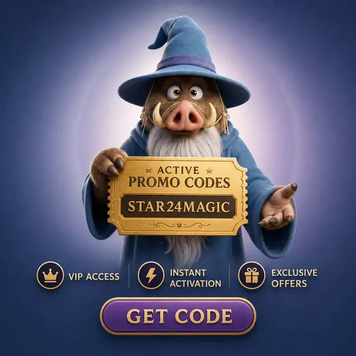 Court Sage presenting promo code voucher at Active Kingia bonus library