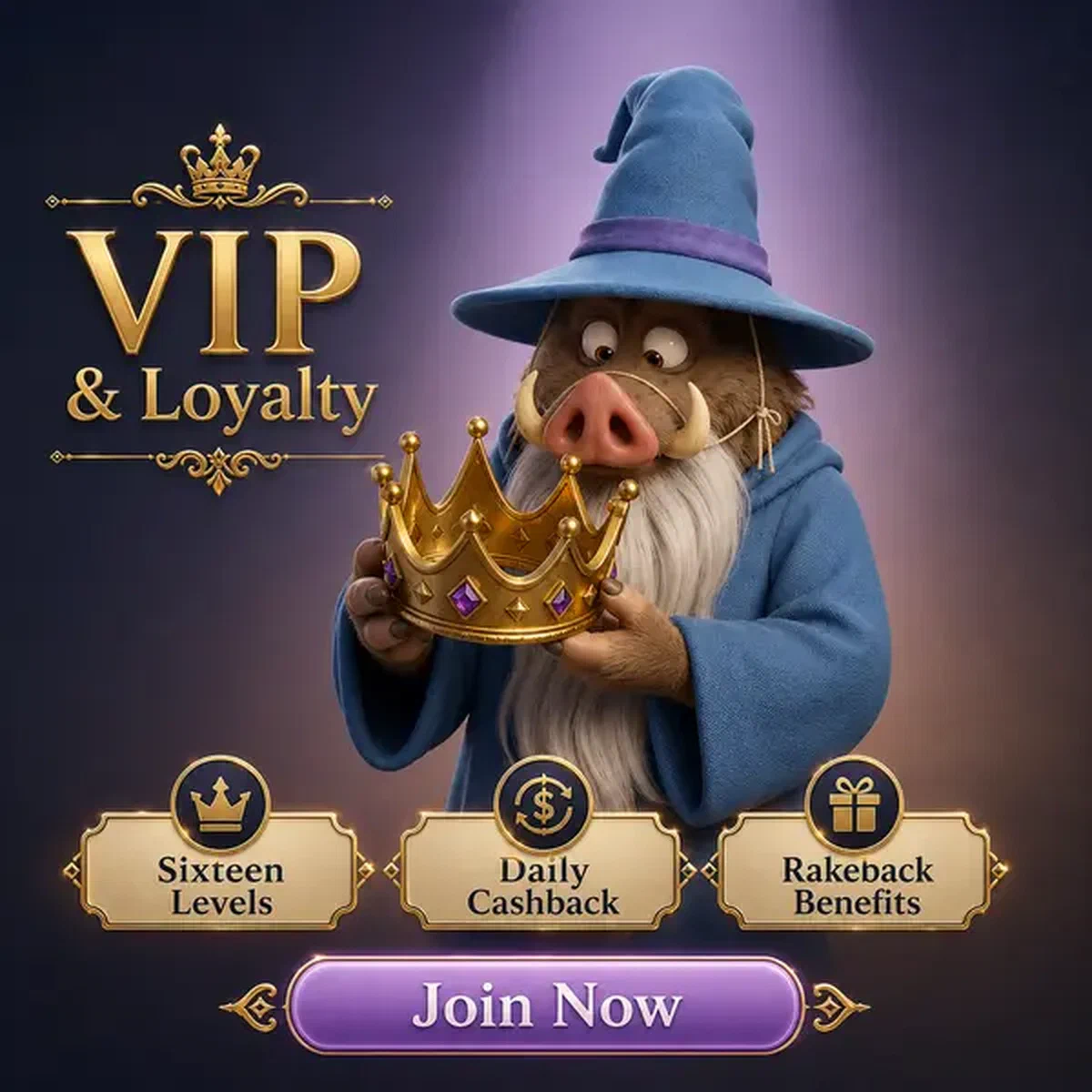 Court Sage examining golden crown symbolizing Kingia VIP loyalty program benefits