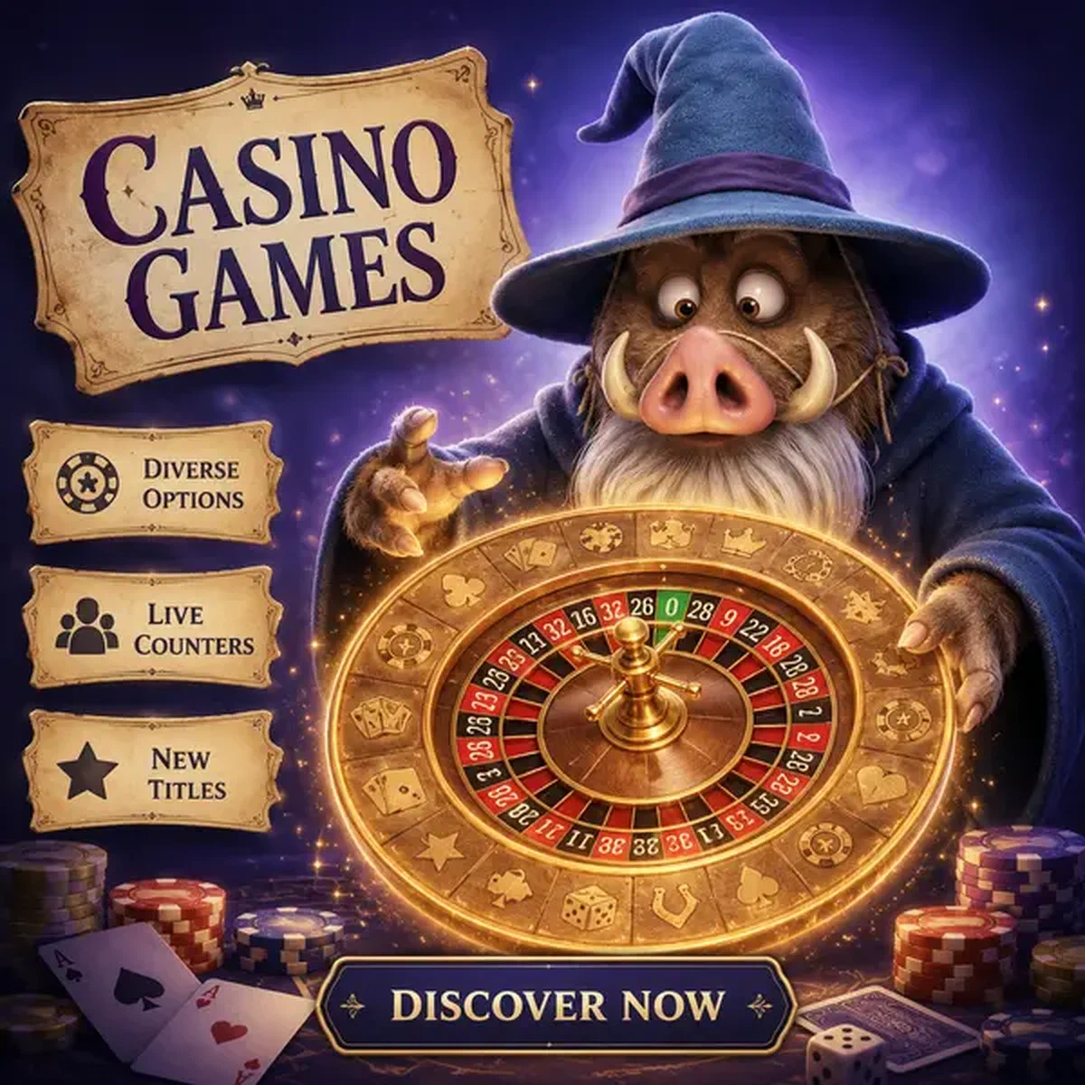 Sage examining glowing roulette wheel showcasing Kingia Casino Games diverse casino games options